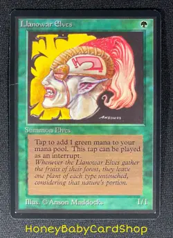 MTG Limited Edition Beta 1993 Llanowar Elves NM-CREASE Card LEB Common 93/94 - Image 2