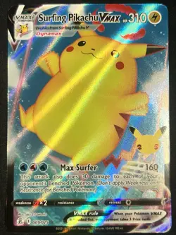 Surfing Pikachu VMAX 009/025 NM Celebrations Ultra Rare Holo Pokemon TCG Card - Image 1