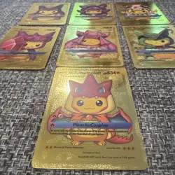 Pokemon Pikachu Set Of 7 Tag Cosplay Gold Foil Fan Art Cards - Image 4