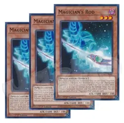 Yugioh - Magician's Rod x 3 - 1st Edition LP - Plus Free Holographic Card - Image 1