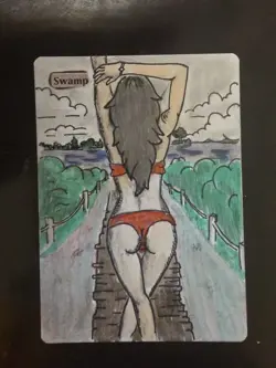MTG Altered Art Land Card | Anime Girl Swamp | Magic the Gathering | Hand Drawn - Image 1