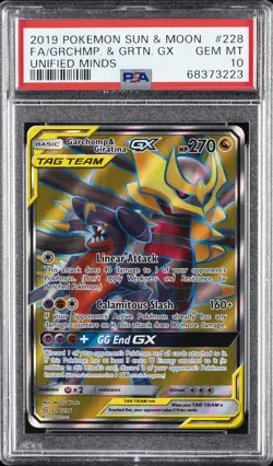2019 POKEMON SUN & MOON UNIFIED MINDS FULL ART/GARCHOMP & GIRATINA GX PSA 10 - Image 1