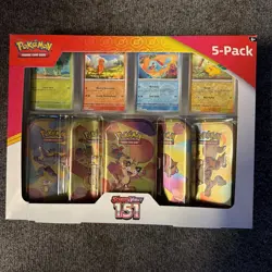 Pokemon TCG Scarlet & Violet 151 5-Pack of Mini Tins and 4 Promos Costco Bundle - Image 1