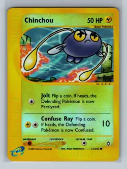 Pokemon Card - Chinchou 71/147 - Aquapolis - Reverse Holo - Image 1