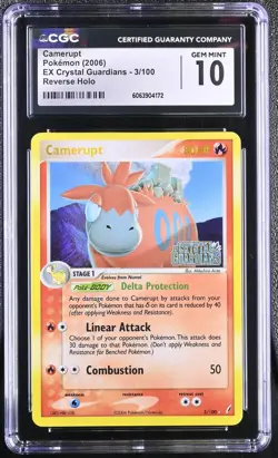CGC 10 Camerupt EX Crystal Guardians 3/100 Reverse Holo Stamped Pokemon Card - Image 1
