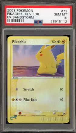 Pokemon Pikachu EX Sandstorm Reverse Holo Rare #72 PSA 10 Gem Mint - Image 1