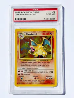 Pokemon 1999 Charizard Base Set Unlimited Holo Rare #4 PSA 10 Gem Mint - Image 1