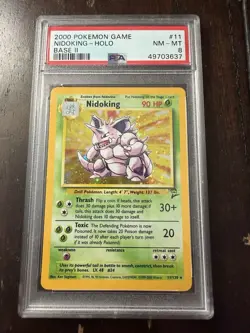 2000 Pokemon Game Nidoking Holo Base Set 2 #11 PSA 8 - Image 1