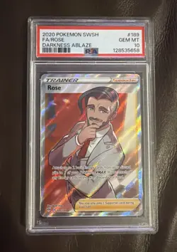 Pokemon Slab PSA 10 Full Art Trainer Rose #189 2020 Darkness Ablaze - Image 1