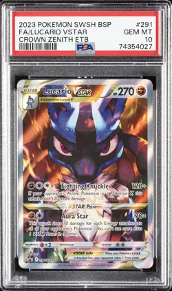 2023 POKEMON SWSH BLACK STAR PROMO #291 FULL ART/LUCARIO VSTAR PSA 10 - Image 1