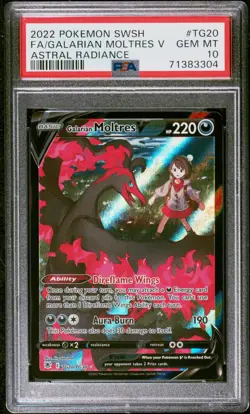 2022 Pokemon SWSH Astral Radiance #TG20 FA Galarian Moltres V PSA 10 Gem Mint - Image 1