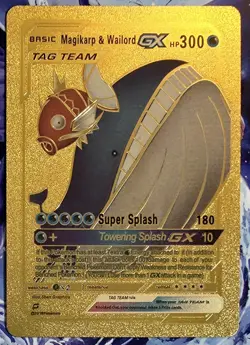 X 1 Magikarp & Wailord Tag Team Gold foil fan art Pokemon Collectible Card - Image 2
