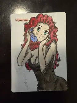 MTG Altered Art Land Card Anime Girl Mountain | Magic the Gathering | Hand Drawn - Image 1