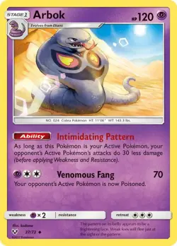 Arbok Uncommon Shining Legends 37/73 NM English Pokemon Card - Image 1