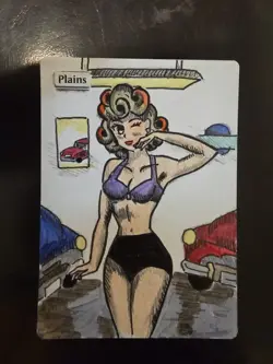 MTG Altered Art Land Card | Anime Girl Plains | Magic the Gathering | Hand Drawn - Image 1