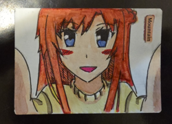MTG Altered Art Land Card Anime Girl Mountain | Magic the Gathering | Hand Drawn - Image 1