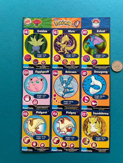 Pokemon the First Movie Master Trainer #19 9-Card Sheet 1999 Burger King - Image 1