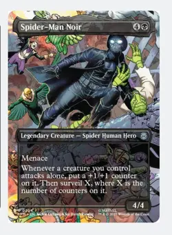 Spider-Man Noir (Borderless) | MTG Marvel SPM | Hero Spider Menace Surveil | NM - Image 1