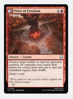 Price of Freedom | MTG The Last Airbender Sorcery Lesson Destroy Land Draw | NM - Image 1