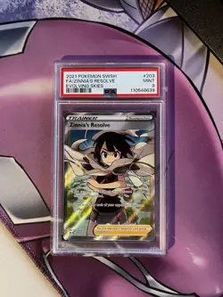 Pokemon SWSH Evolving Skies 203/203 Zinnia's Resolve Full Art Trainer PSA 9 MINT - Image 1