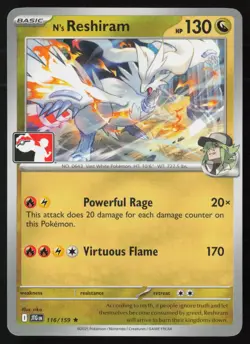 Pokemon N's Reshiram - 116/159 Prize Pack Series Cards Non-Holo Pack Fresh - NM - Image 1