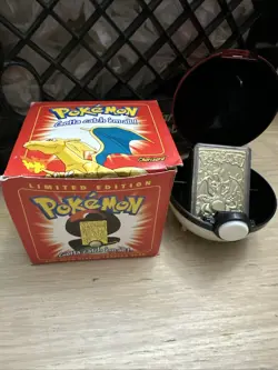 23K Gold Plated CHARIZARD Trading Card 1999 Burger King Pokemon Ball Red - Image 1