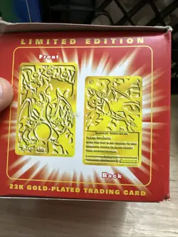 23K Gold Plated CHARIZARD Trading Card 1999 Burger King Pokemon Ball Red - Image 5