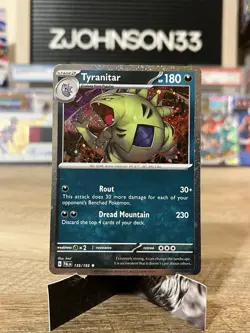 Pokemon TCG | Rare Cosmos Holo Tyranitar #135 | Paldea Evolved | Promo - Image 1