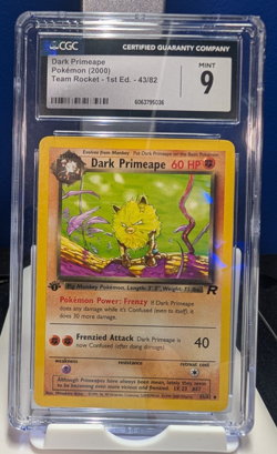 2000 Pokemon Dark Primeape 043/082 Team Rocket 1st Edition CGC 9 - Image 1