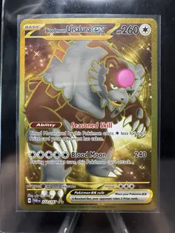 BLOODMOON URSALUNA EX POKEMON 2024 Twilight Masquerade Hyper Rare Gold 222/167 - Image 1