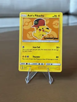 Pokemon Ash's Pikachu SM110 Sun & Moon Black Star Promo - Image 1