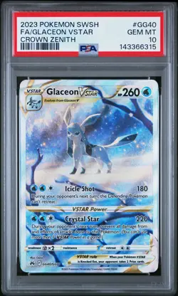 2023 POKEMON SWORD & SHIELD CROWN ZENITH #GG40 FULL ART/GLACEON VSTAR PSA 10 - Image 1