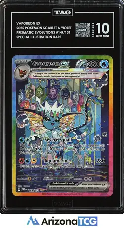 Pokemon 2025 Vaporeon ex 149/131 Full Art SIR Prismatic Evolutions GEM MT TAG 10 - Image 1