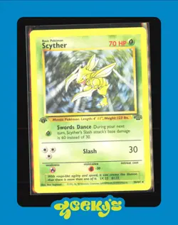 1999 Pokemon TCG Scyther Jungle 1st Edition Non Holo Unlimited Rare Card 24/64 - Image 1