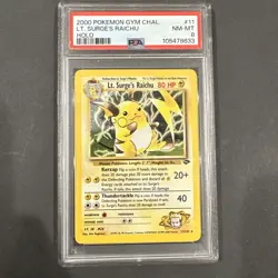 Pokemon TCG Lt. Surge's Raichu Holo Rare Card 11/132 PSA Mint 8 - Image 1