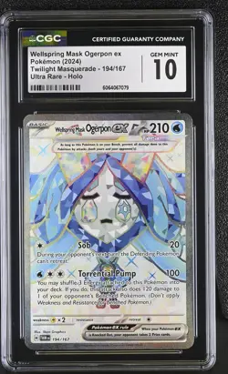 CGC 10 Wellspring Mask Ogerpon ex 194/167 Twilight Masquerade Pokemon Card - Image 1