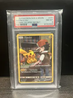 PSA 8 2019 Pokemon Cosmic Eclipse Pikachu Secret Grade Slab TCG Card. - Image 1