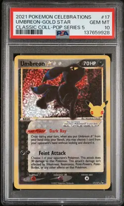 2021 POKEMON CELEBRATIONS CLASSIC COLL #17 UMBREON-GOLD STAR PSA 10 - Image 1