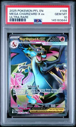 2025 POKEMON PFL EN-PHANTASMAL FLAMES ULTRA RARE #109 MEGA CHARIZARD X EX PSA 10 - Image 1
