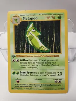 POKEMON Metapod #54/102 Base Set 1st Edition Shadowless Common (MP-LP) 1995 - Image 1