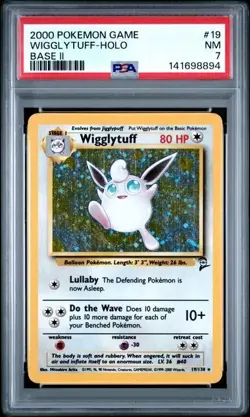 PSA 7 2000 POKEMON GAME BASE II 19 WIGGLYTUFF-HOLO - Image 1