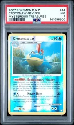 PSA 7 2007 POKEMON DIAMOND & PEARL MYSTERIOUS TREASURES 44 CROCONAW-REVERSE FOIL - Image 1