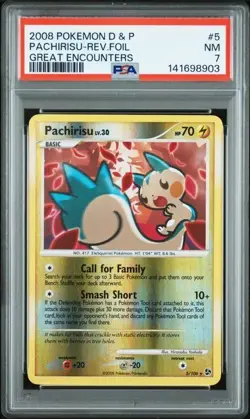PSA 7 2008 POKEMON DIAMOND & PEARL GREAT ENCOUNTERS 5 PACHIRISU-REVERSE FOIL - Image 1