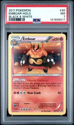 PSA 7 2011 POKEMON BLACK & WHITE 20 EMBOAR-HOLO - Image 1