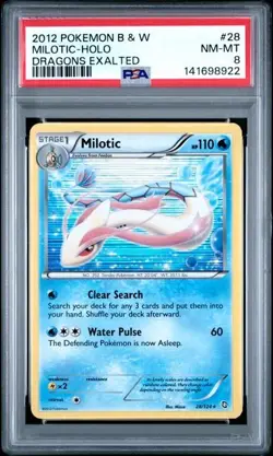 PSA 8 2012 POKEMON BLACK & WHITE DRAGONS EXALTED 28 MILOTIC-HOLO - Image 1