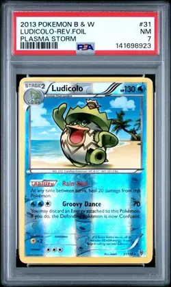 PSA 7 2013 POKEMON BLACK & WHITE PLASMA STORM 31 LUDICOLO-REVERSE FOIL - Image 1