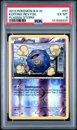 PSA 6 2013 POKEMON BLACK & WHITE PLASMA STORM 57 KOFFING-REVERSE FOIL - Image 1