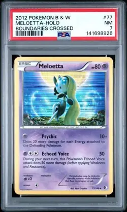 PSA 7 2012 POKEMON BLACK & WHITE BOUNDARIES CROSSED 77 MELOETTA-HOLO - Image 1