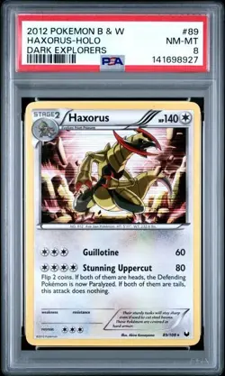 PSA 8 2012 POKEMON BLACK & WHITE DARK EXPLORERS 89 HAXORUS-HOLO - Image 1