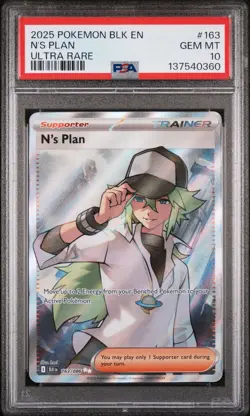 2025 POKEMON BLK EN-BLACK BOLT ULTRA RARE #163 N'S PLAN PSA 10 - Image 1